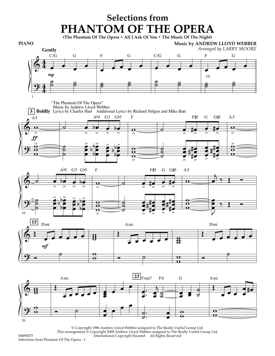Selections from Phantom Of The Opera - Piano Piano scores gallery preview page 1