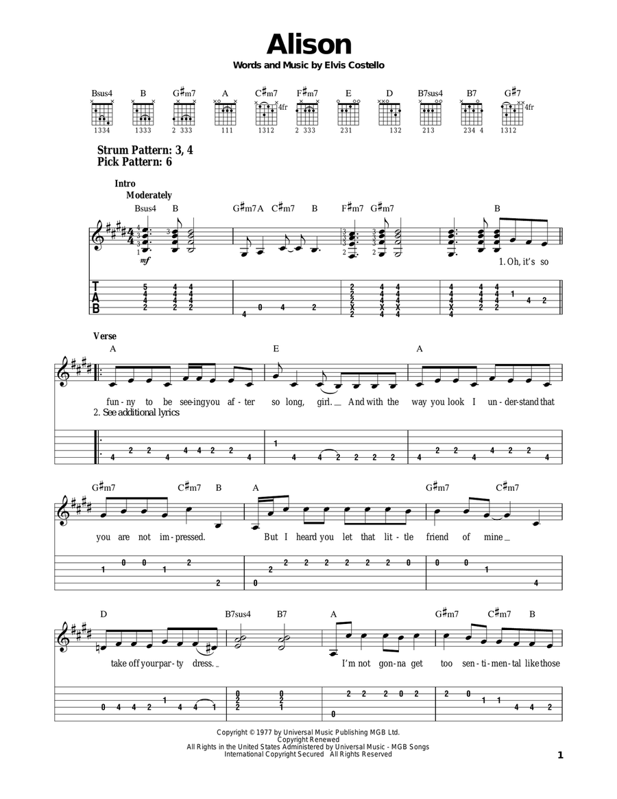 Alison Acoustic Guitar scores gallery preview page 1