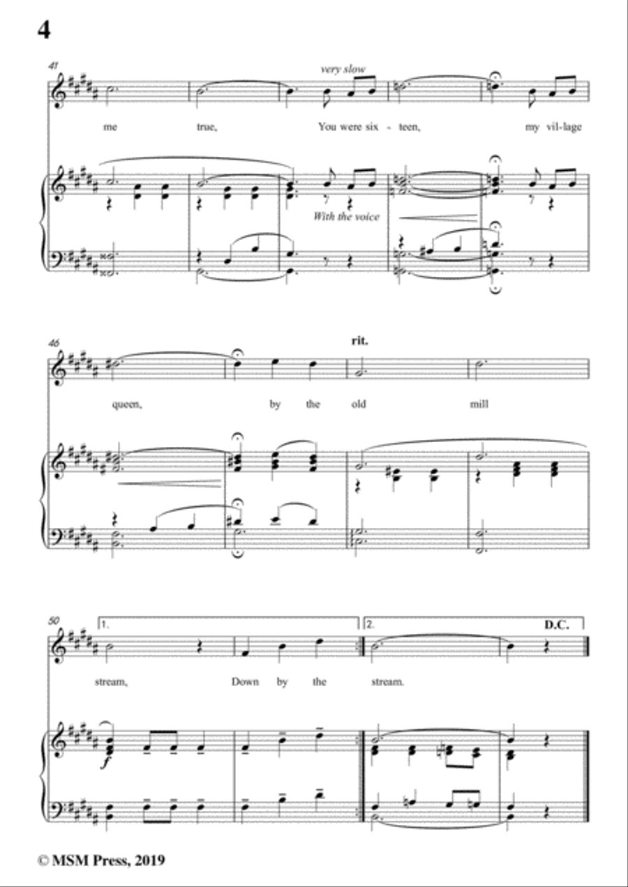 Tell Taylor-Down By the Old Mill Stream,in B Major,for Voice&Piano Voice scores gallery preview page 6