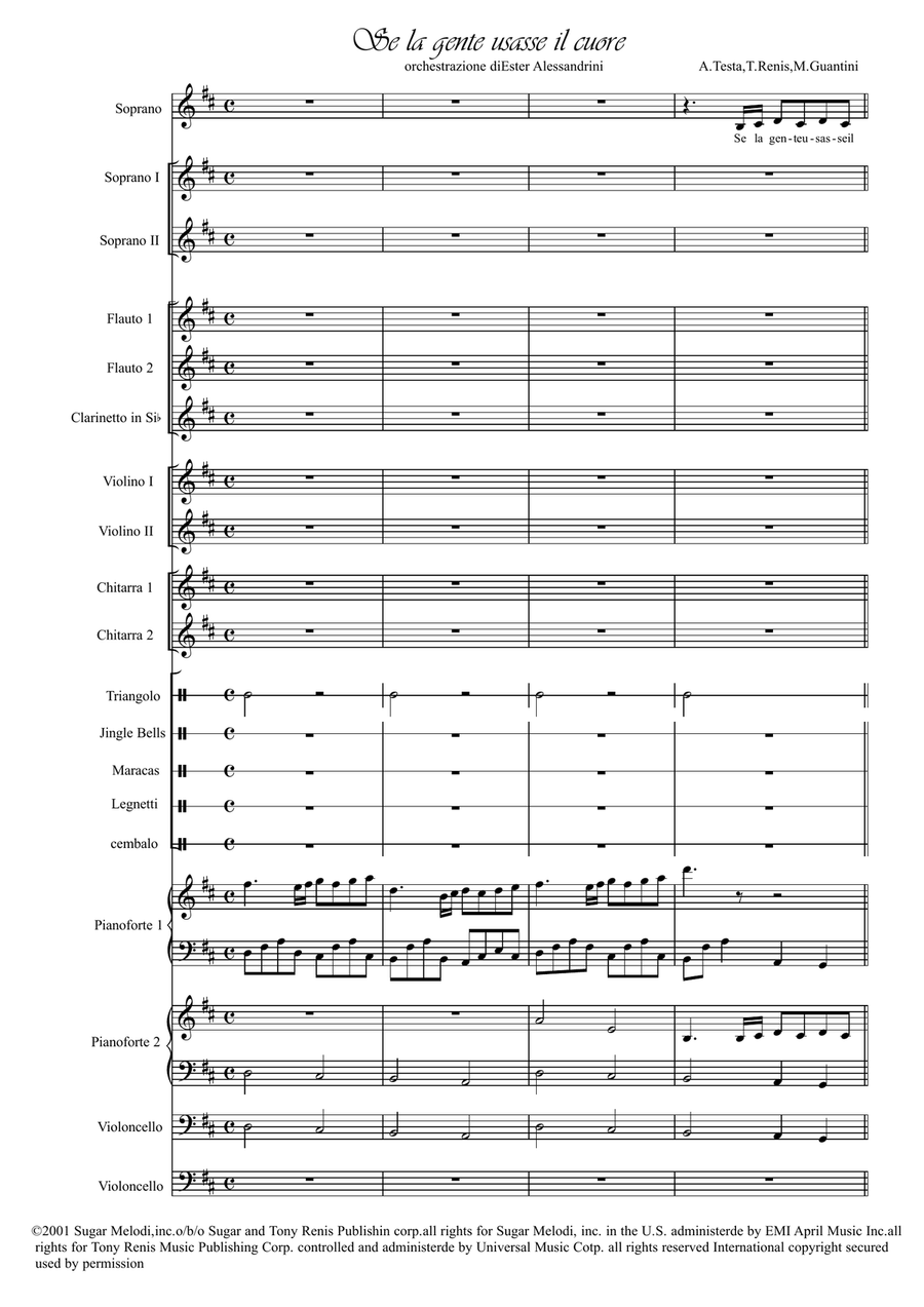 Se La Gente Usasse Il Cuore Unison Choir scores gallery preview page 1
