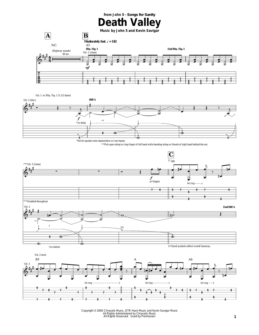 Death Valley Death Valley Acoustic Guitar scores gallery preview page 1