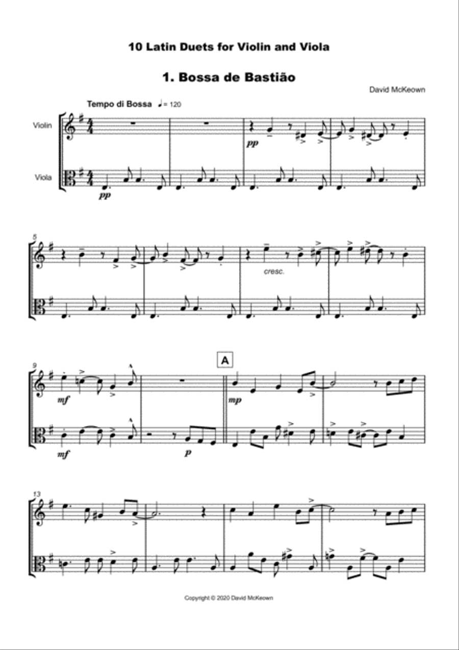 10 Latin Duets, for Violin and Viola String Duet scores gallery preview page 3
