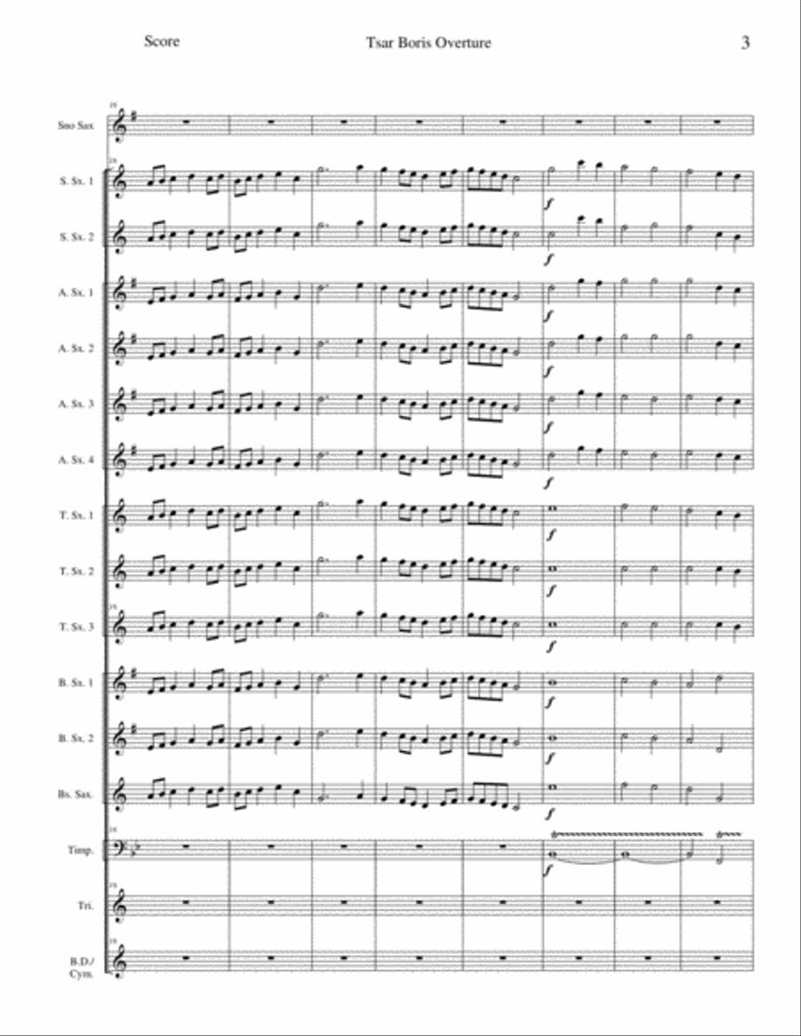 Tsar Boris Overture Woodwind Ensemble scores gallery preview page 3