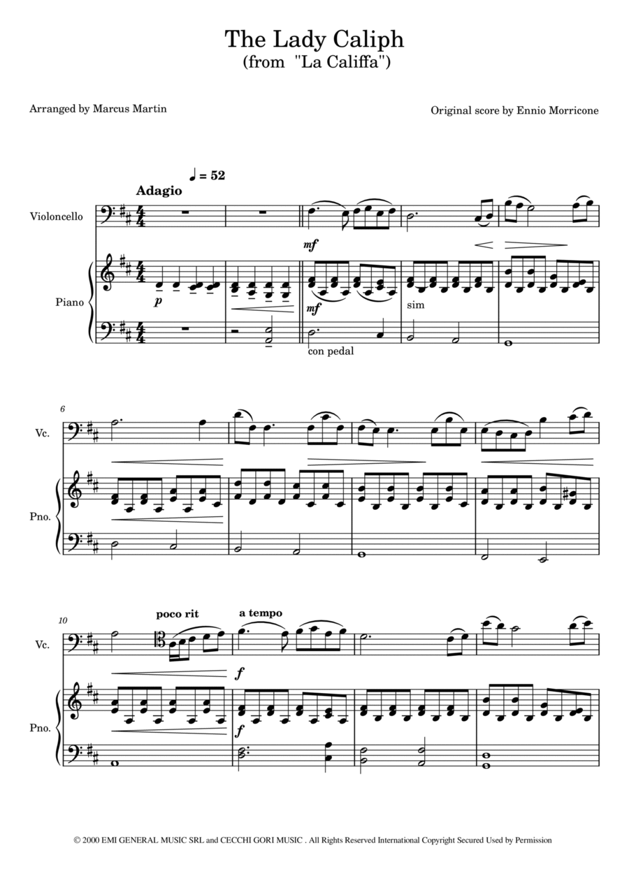 La Califfa Piano scores gallery preview page 1