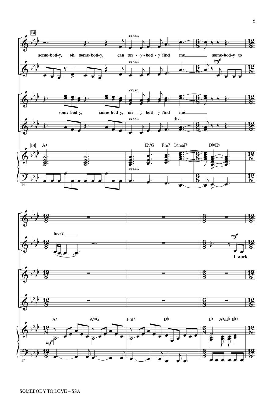 Somebody To Love (arr. Roger Emerson) SSA scores gallery preview page 4