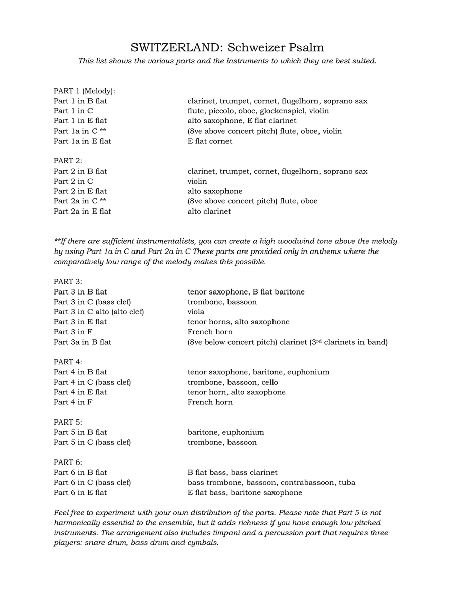 Switzerland National Anthem: Schweizer Psalm Large Ensemble scores gallery preview page 3