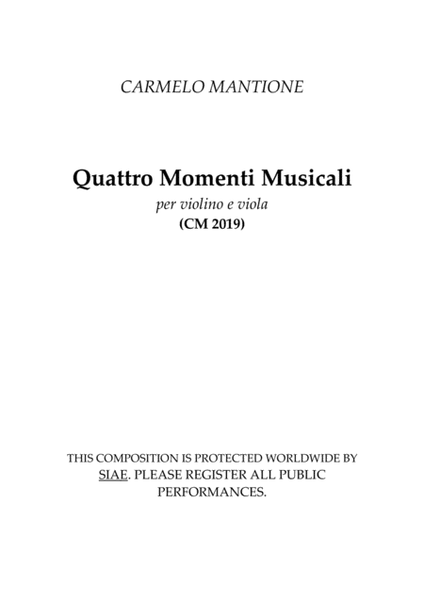 Quattro momenti musicali per violino e viola CM 2019