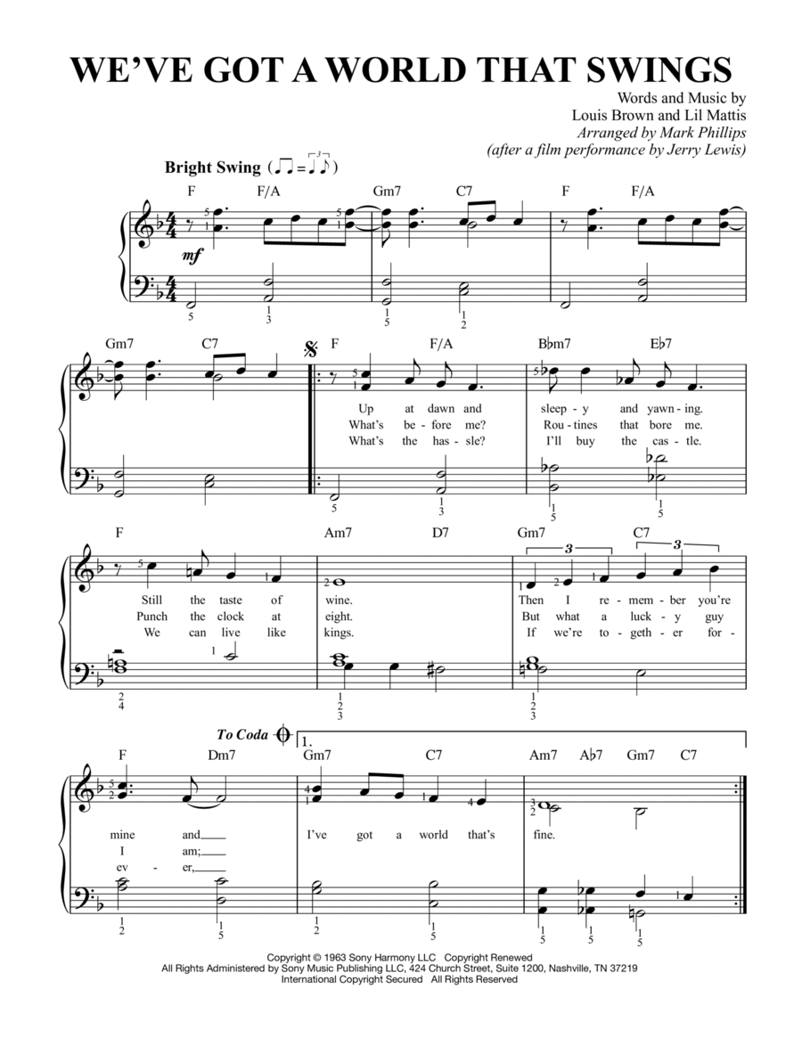 We've Got A World That Swings Easy Piano scores gallery preview page 1