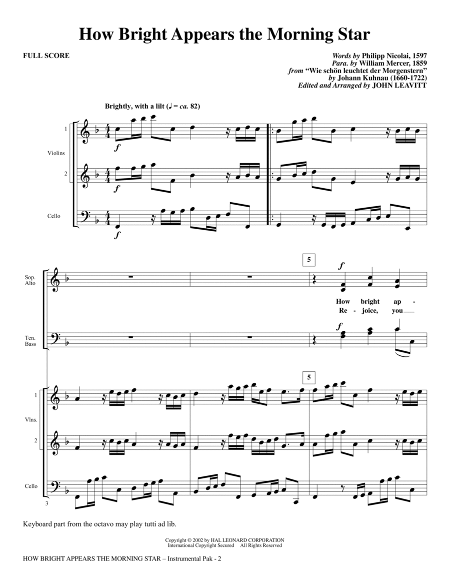 How Bright Appears the Morning Star (arr. John Leavitt) - Full Score Choir scores gallery preview page 1