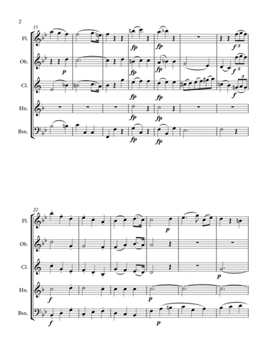 Mozart: Serenade in Bb Major, K. 361 (Gran Partita) for Wind Quintet Mvmt. 4 (Menuetto II) image number null