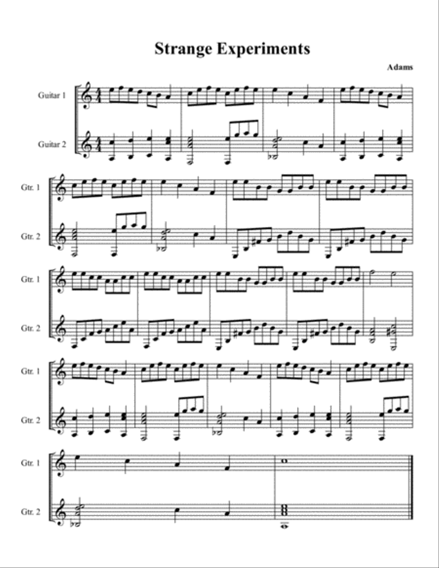Strange Experiments Guitar Solo scores gallery preview page 1