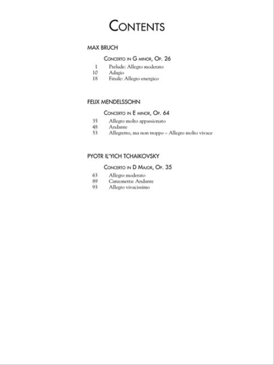 Three Romantic Violin Concertos: Bruch, Mendelssohn, Tchaikovsky Violin Solo scores gallery preview page 2