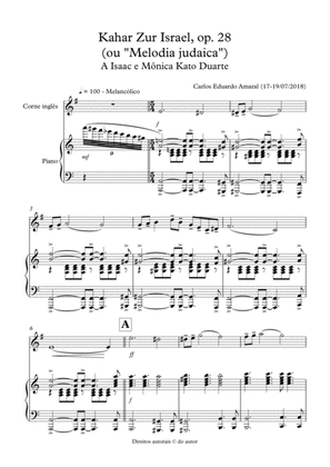 Kahar zur Israel, op. 28 - for English horn and piano