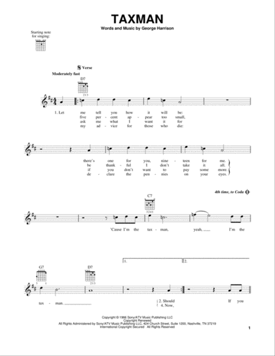Taxman Acoustic Guitar scores gallery preview page 1