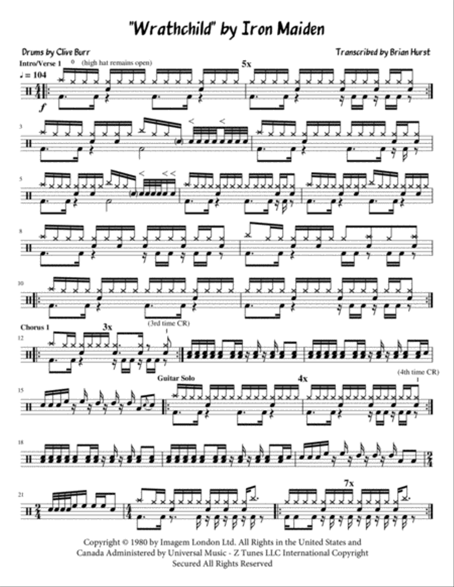 Wrathchild Drum Set scores gallery preview page 1