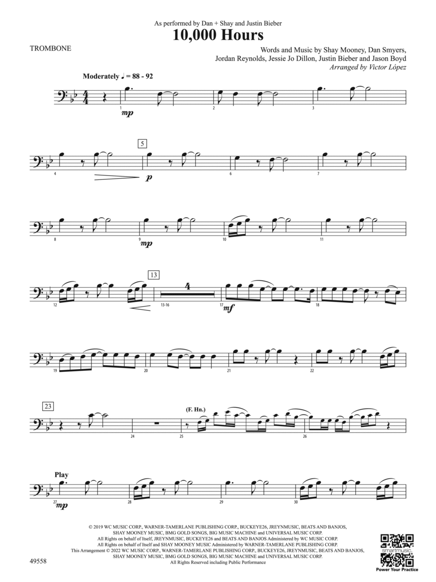 10,000 Hours: 1st Trombone Concert Band scores gallery preview page 1
