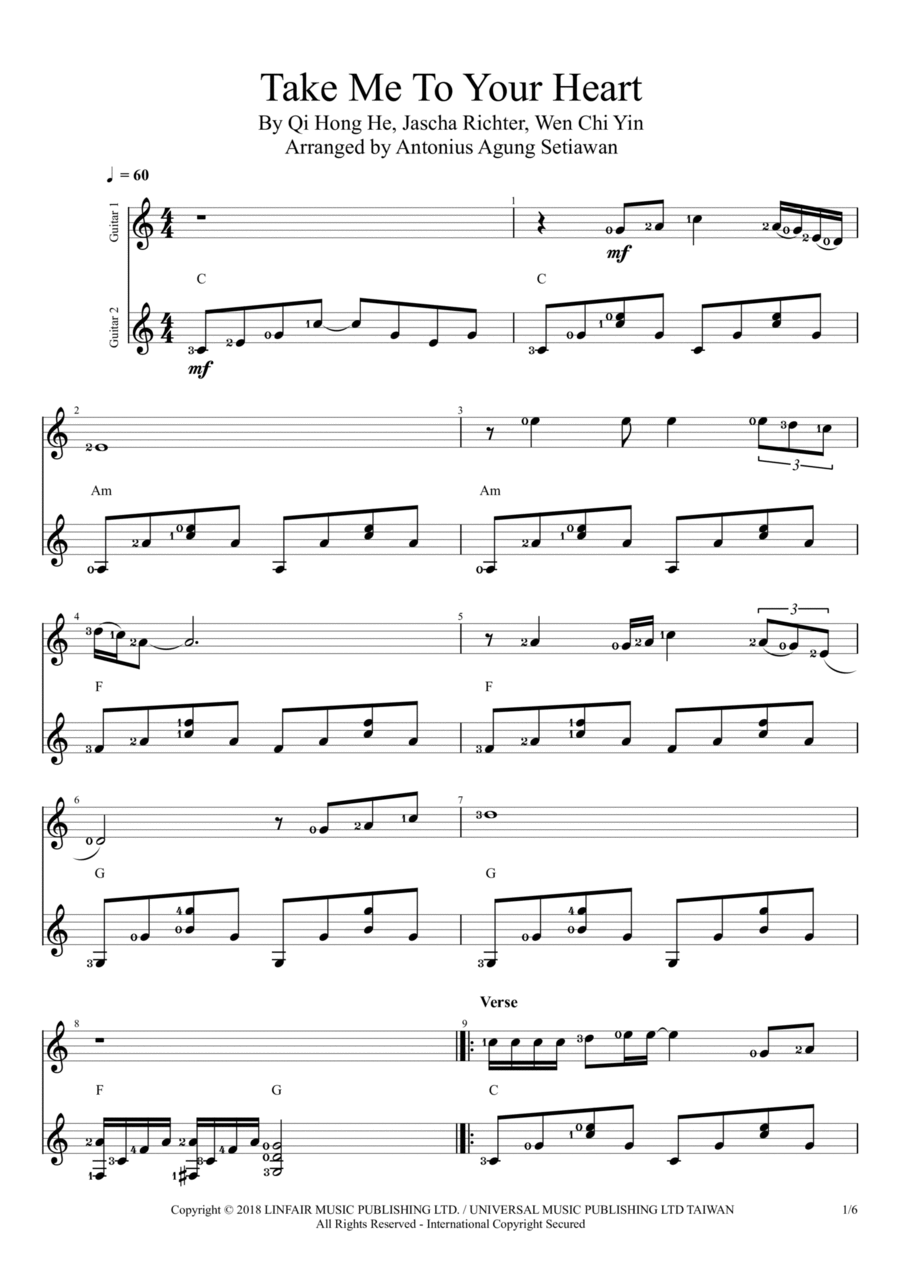 Take Me To Your Heart Guitar scores gallery preview page 1