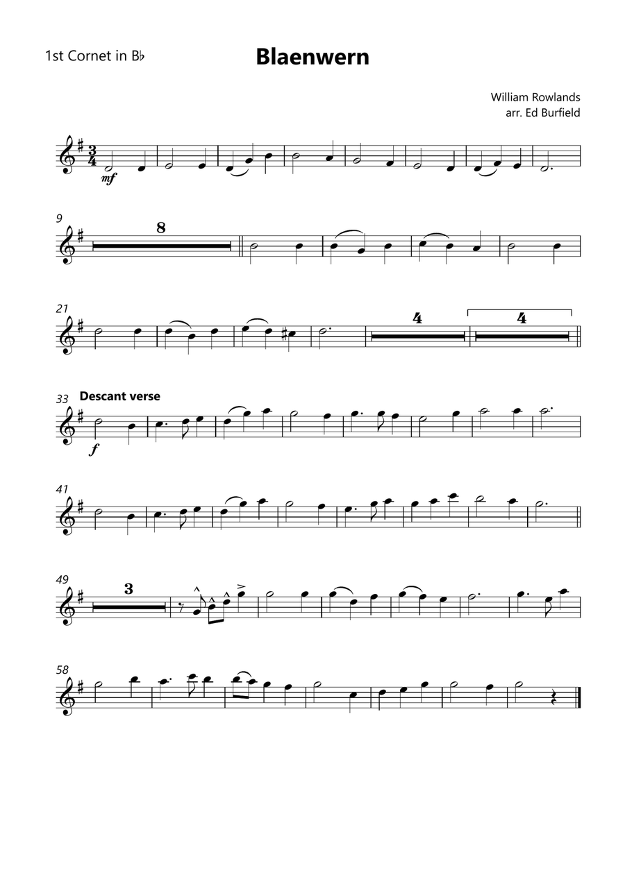 Blaenwern - Hymn Tune for Brass Quintet (with descant) Brass Quintet scores gallery preview page 4