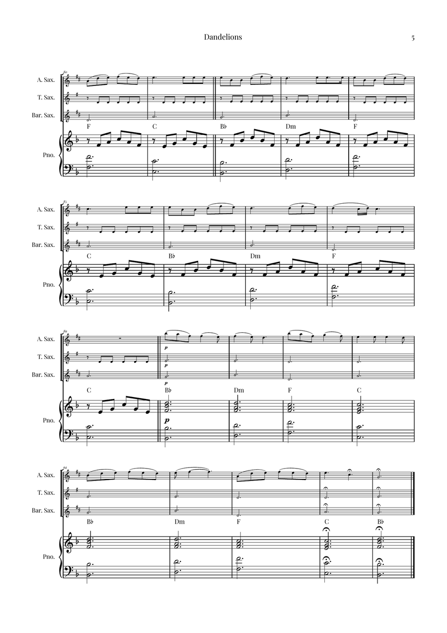Dandelions Woodwind Trio scores gallery preview page 5