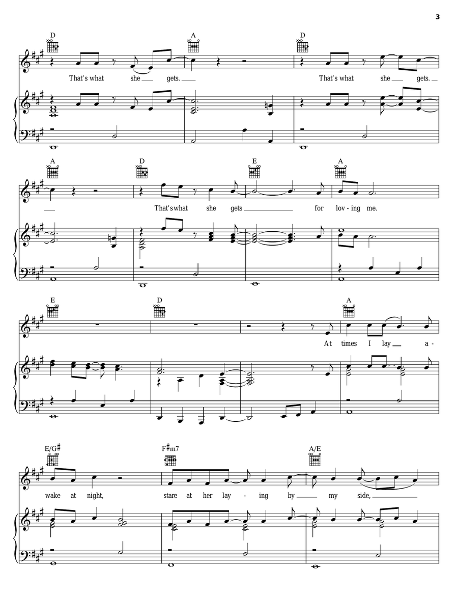 That's What She Gets For Loving Me Piano, Vocal, Guitar scores gallery preview page 3