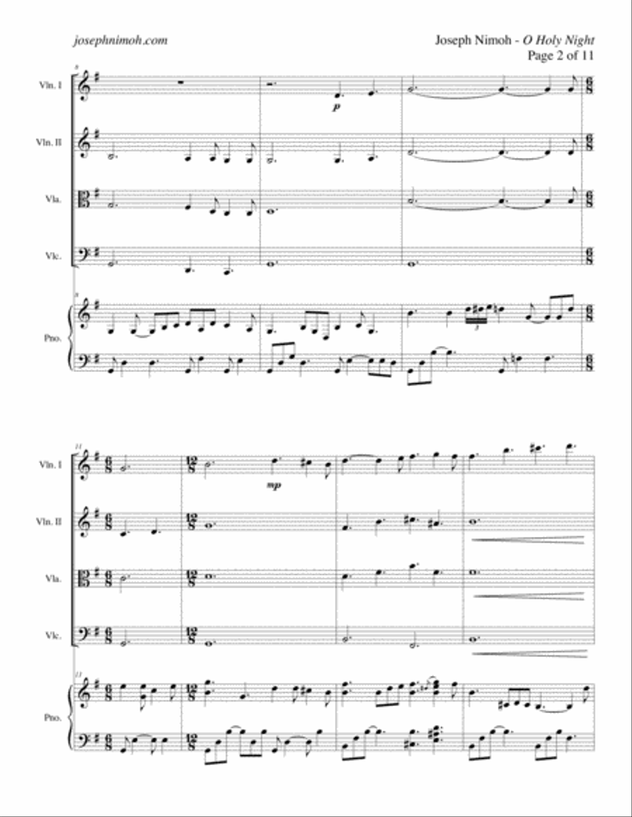 O Holy Night - Score & All Parts Piano Quintet scores gallery preview page 2