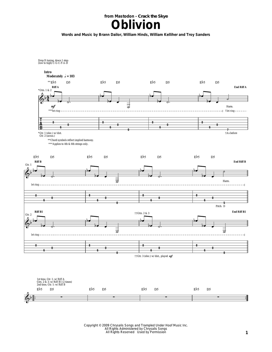 Oblivion Acoustic Guitar scores gallery preview page 1