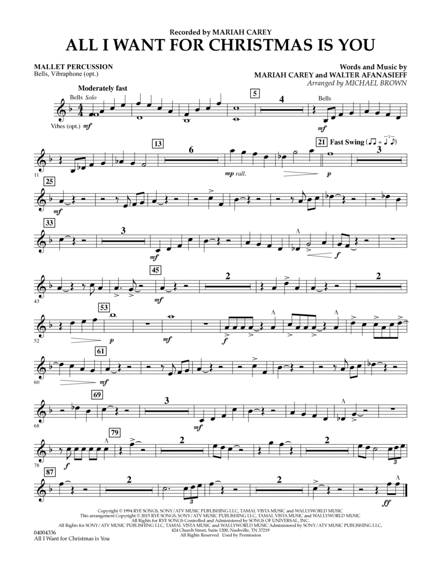 All I Want for Christmas Is You (arr. Michael Brown) - Mallet Percussion Percussion scores gallery preview page 1