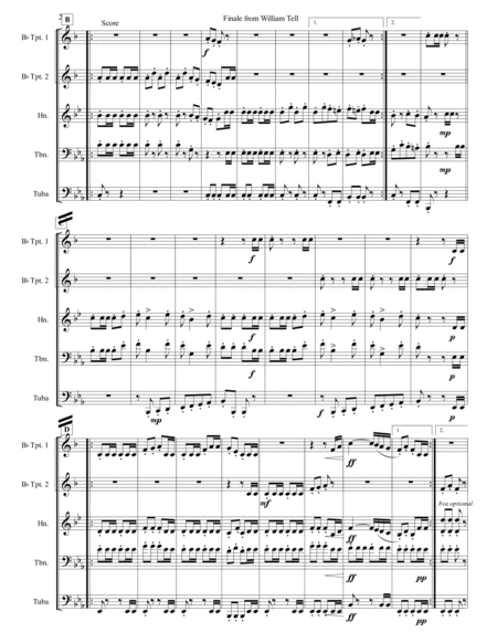 Overture from William Tell-the Gallop- for Brass Quintet image number null