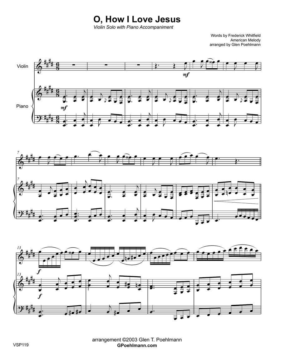 O HOW I LOVE JESUS - VIOLIN SOLO with Piano Accompaniment O HOW I LOVE JESUS - VIOLIN SOLO with Piano Accompaniment Violin Solo scores gallery preview page 1