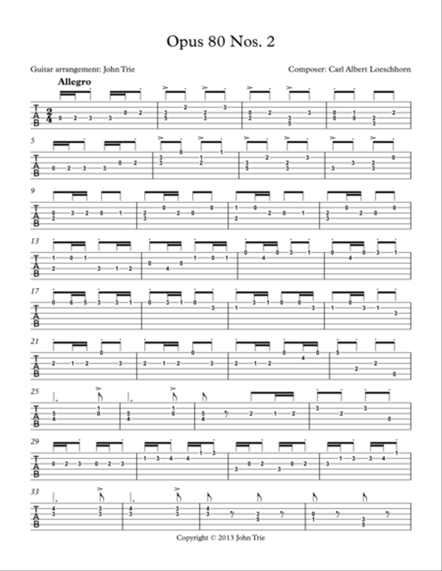 Opus 80 Nos. 2 Acoustic Guitar scores gallery preview page 1