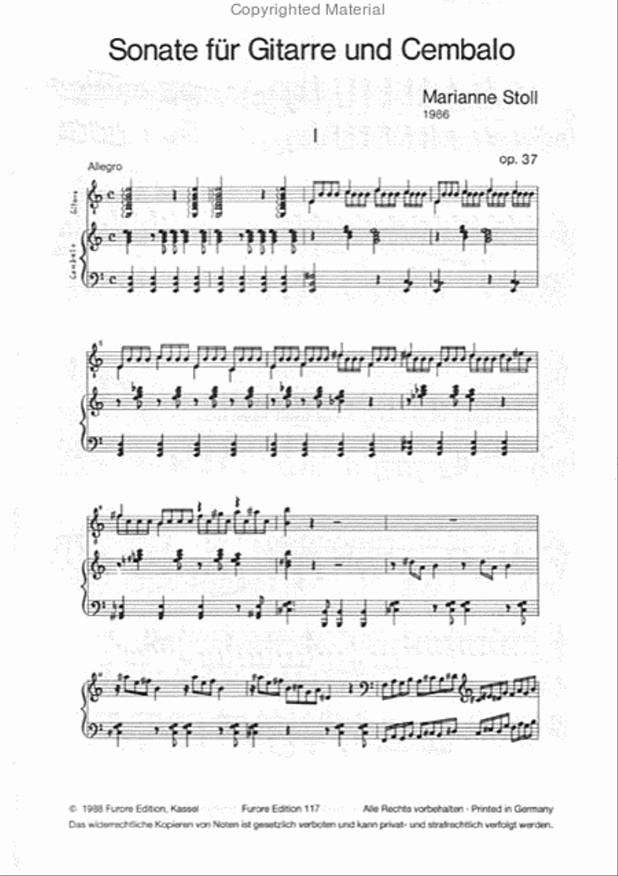 Sonate fur Gitarre und Cembalo Classical Guitar scores gallery preview page 2