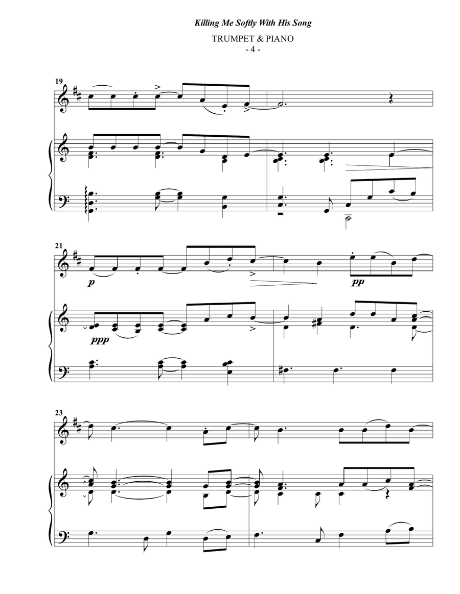 Killing Me Softly With His Song B-Flat Trumpet scores gallery preview page 4