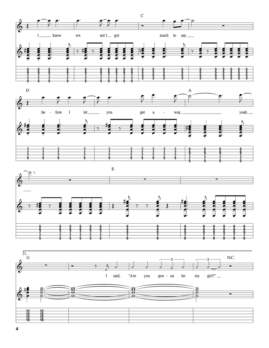 Are You Gonna Be My Girl Acoustic Guitar scores gallery preview page 4