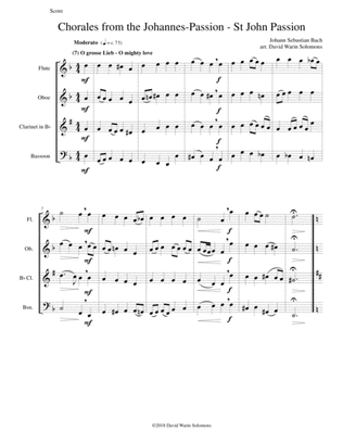 Chorales from the Johannes-Passion (St John Passion) for wind quartet