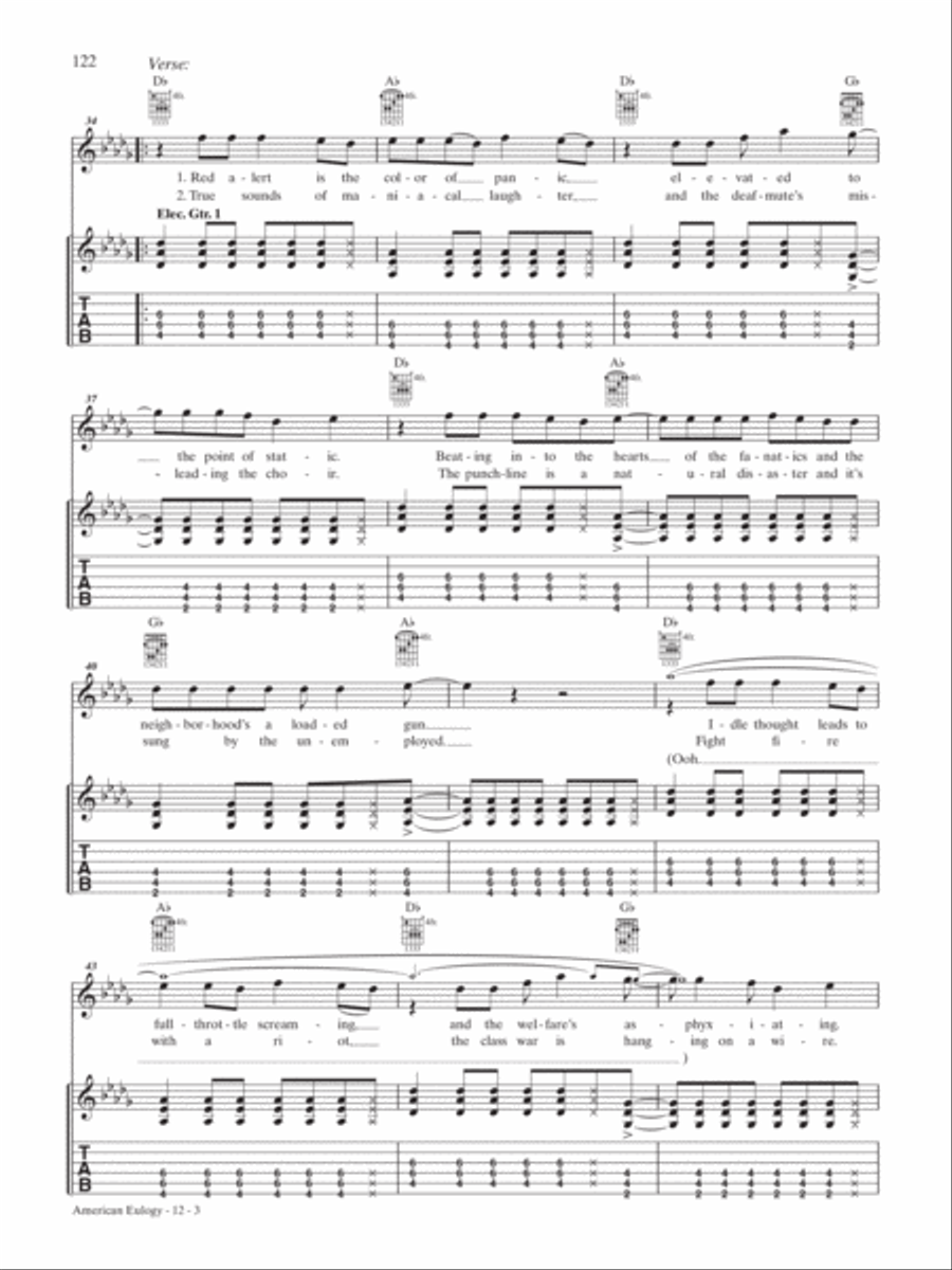 American Eulogy (A: Mass Hysteria B: Modern World) Guitar Tablature scores gallery preview page 3