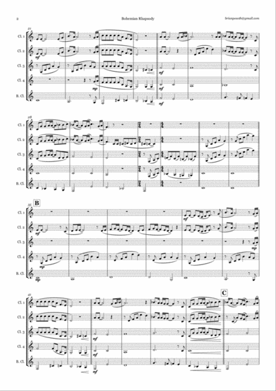 Bohemian Rhapsody Woodwind Quintet scores gallery preview page 2