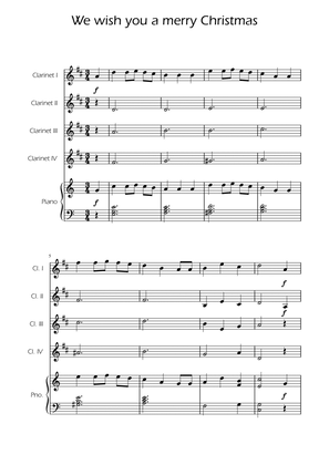 We Wish You a Merry Christmas - Clarinet Quartet w/ Piano