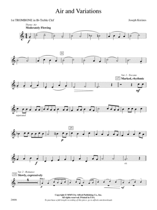 Air and Variations: (wp) 1st B-flat Trombone T.C.