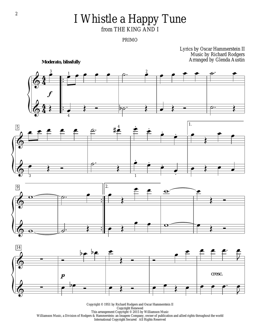 I Whistle A Happy Tune Piano Duet scores gallery preview page 2