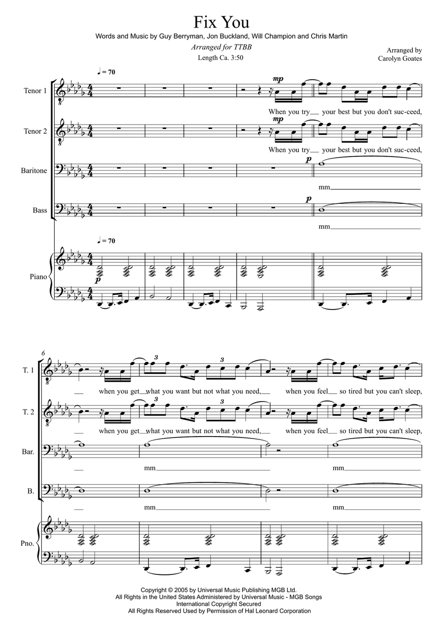 Fix You TTBB scores gallery preview page 1