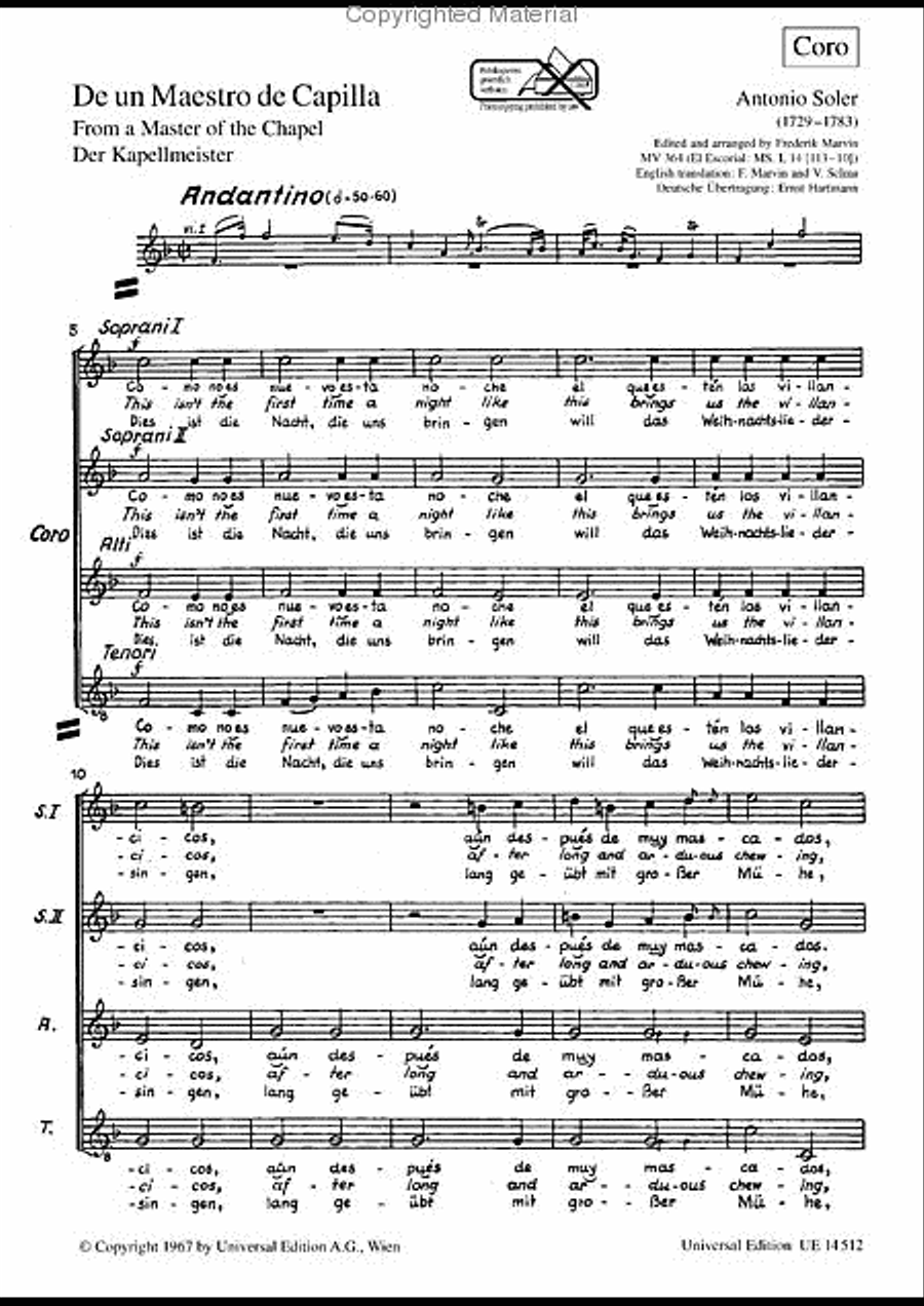 De Un Maestro De Capilla, Ch.S School and Community scores gallery preview page 2