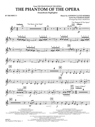 Book cover for The Phantom Of The Opera (Soundtrack Highlights) (arr. Paul Murtha) - Bb Trumpet 3