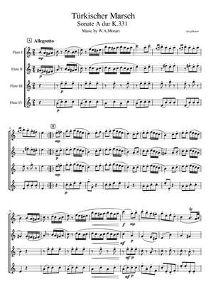 "Turkish March K.331" Flute Quartetto / non accompaniment