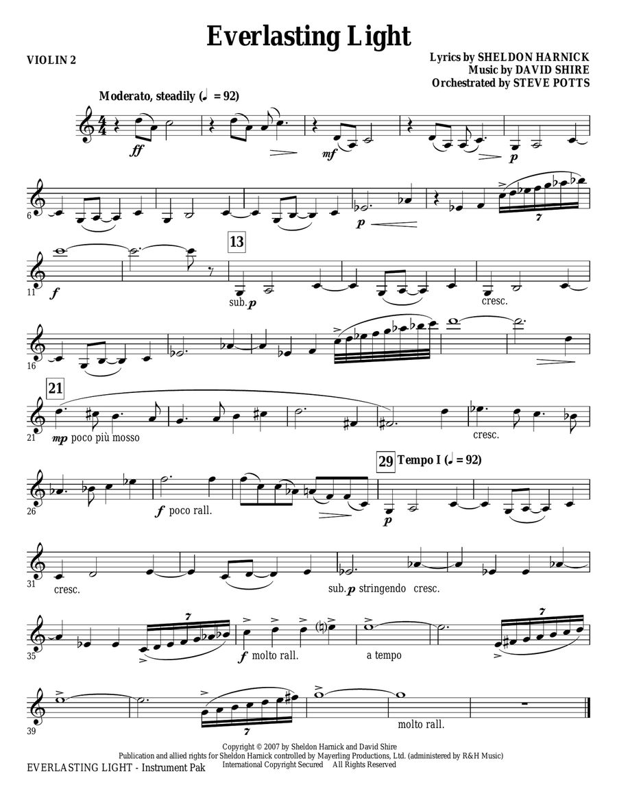 Everlasting Light - Violin 2 Choir scores gallery preview page 1