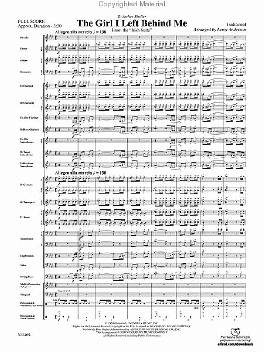 The Girl I Left Behind Me Concert Band scores gallery preview page 2