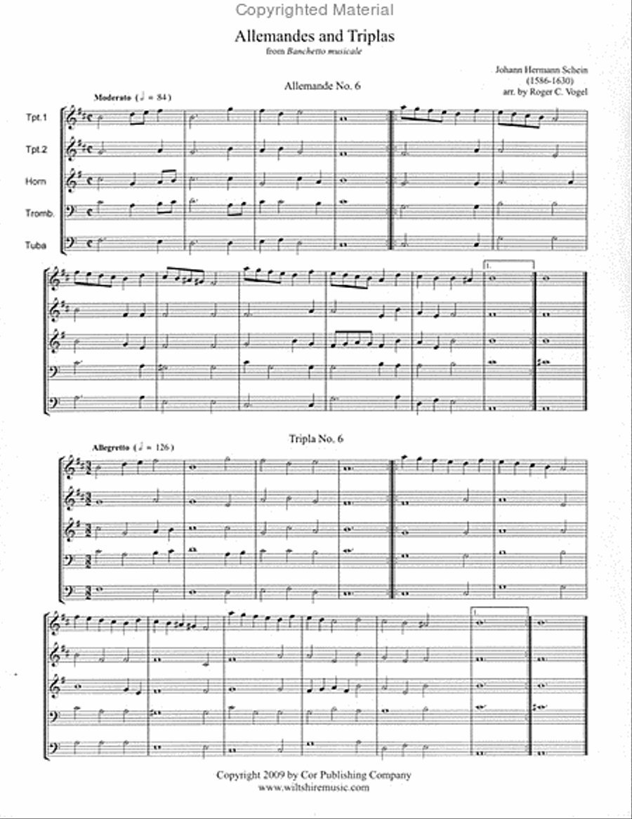 A Collection of Allemandes & Triplas ( R. Vogel) Brass Quintet scores gallery preview page 2
