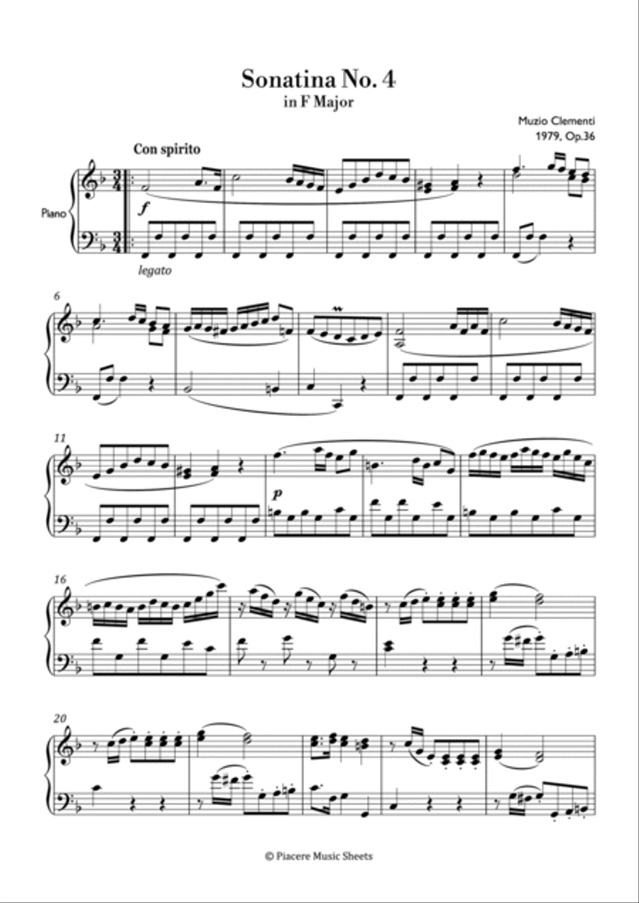 Clementi - Sonatina No.4 in F Major - Intermediate Piano Method scores gallery preview page 2
