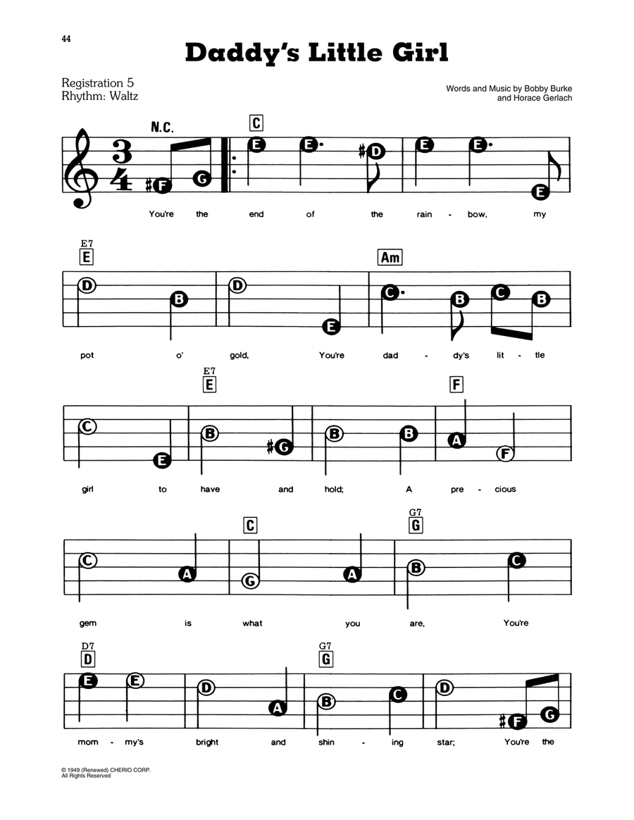 Daddy's Little Girl Electronic Keyboard scores gallery preview page 1