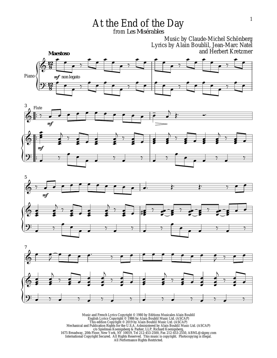 At The End Of The Day (from Les Miserables) Flute Solo scores gallery preview page 1