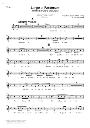 Largo al Factotum - Voice and Piano - Bb Major (Individual Parts)